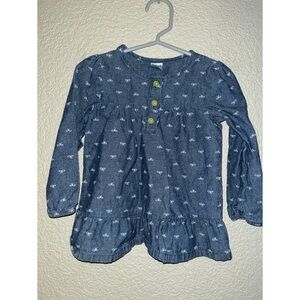 Carters Denim Bow Print Top Girls 2T
